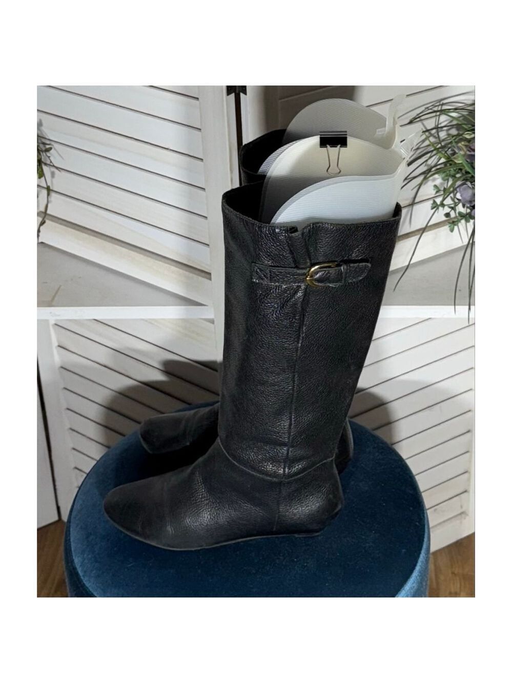 Vintage Pirate Style Knee High Boots Genuine Leather Black Size 7